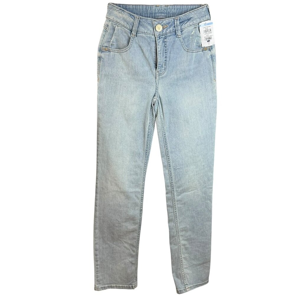 NWT Wit & Wisdom Mid Rise Slim Straight Jeans Light Wash Size 0